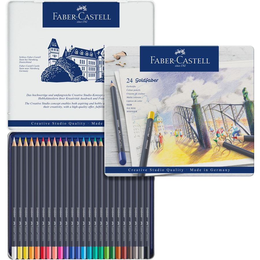 LAPIS COR FABER-CASTELL GOLDFABER CX. METAL. C/24