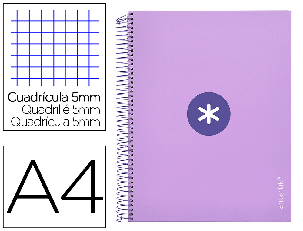 CADERNO ESPIRAL LIDERP. A4 ANTARTIK  QUAD. LAVANDA