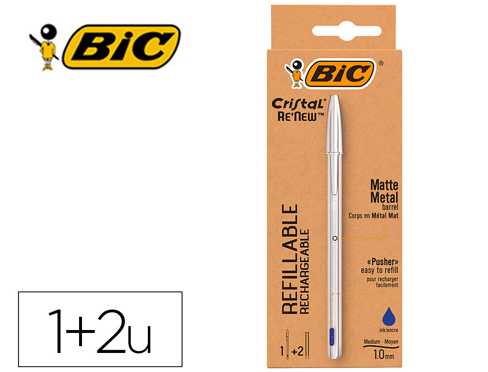 PACK 1 ESF.+ 2 CARGAS BIC CRISTAL RENEW TINTA AZUL – 162192