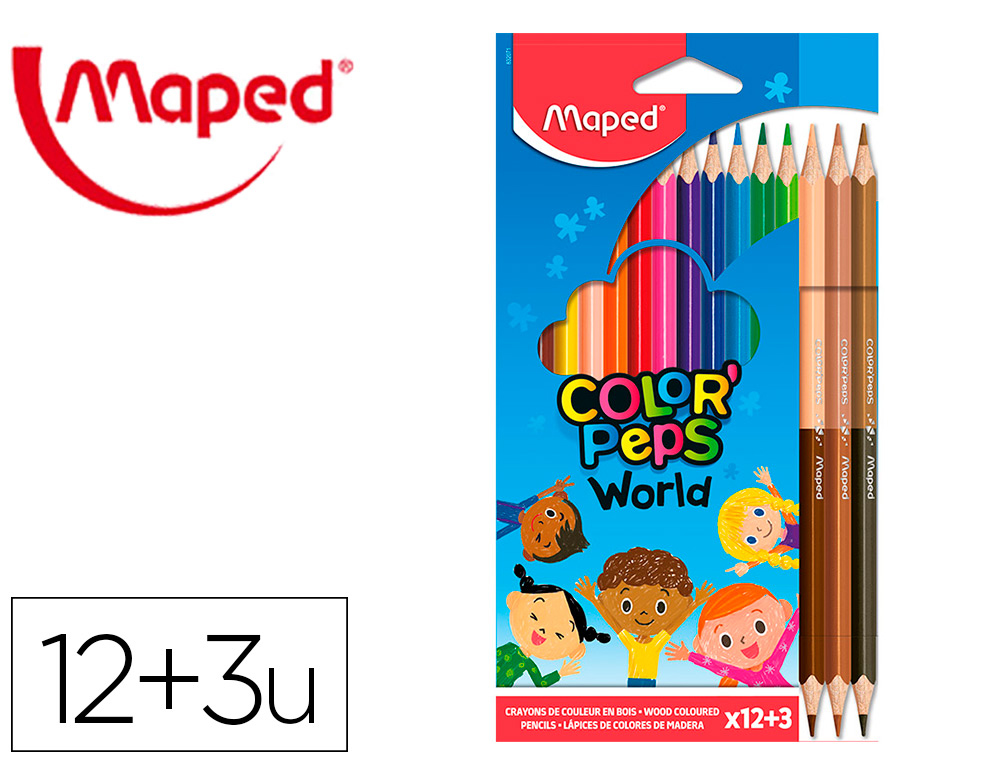 LAPIS COLOR PEPS WORLD MAPED CX C/12 + 3 – 162262