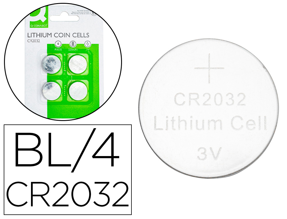 PILHA Q-CONNECT LITIO CR2032 3V EMB. C/4 – 162776
