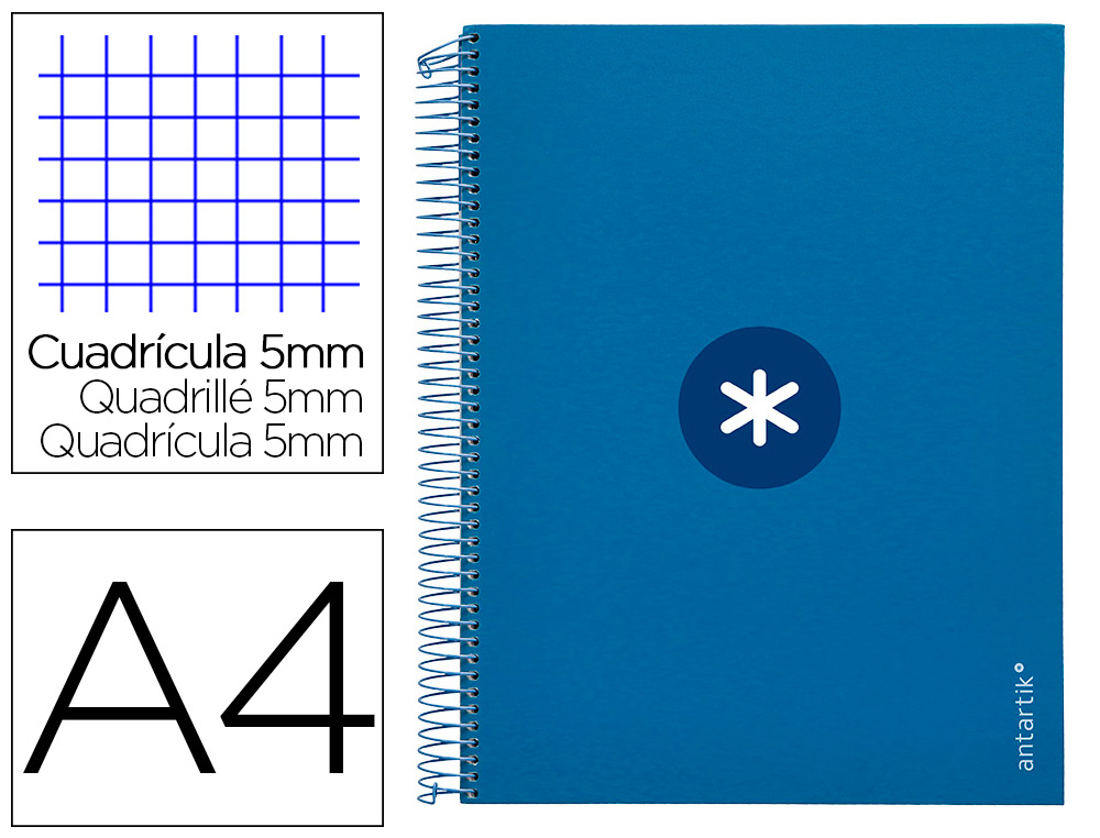 CADERNO ESPIRAL LIDERP. A4 ANTARTIK  QUAD. AZUL ESCURO