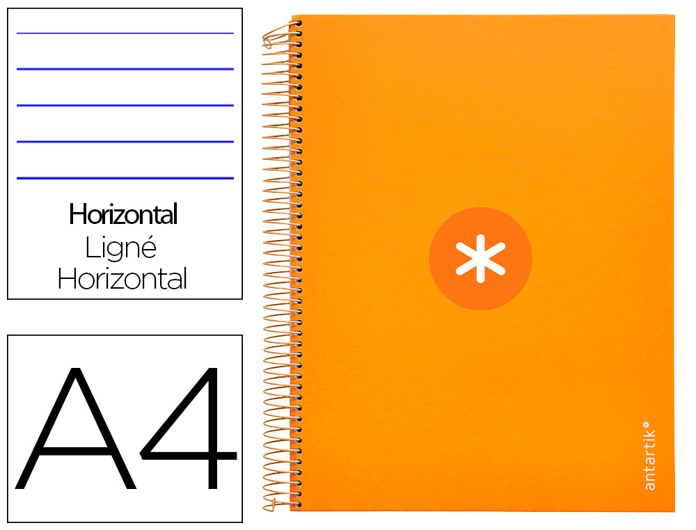 CADERNO ESPIRAL LIDERP. A4 ANTARTIK 5 BANDAS PAUT. MOSTARDA