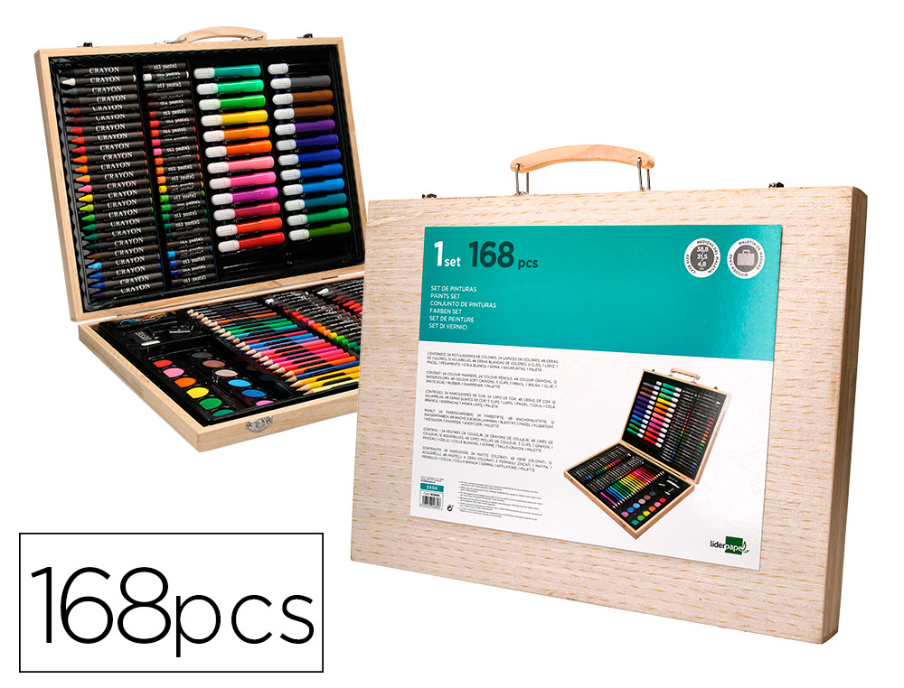 SET PINTURA MALA MADEIRA C/168 PEÇAS 39,3X30X4,8CM