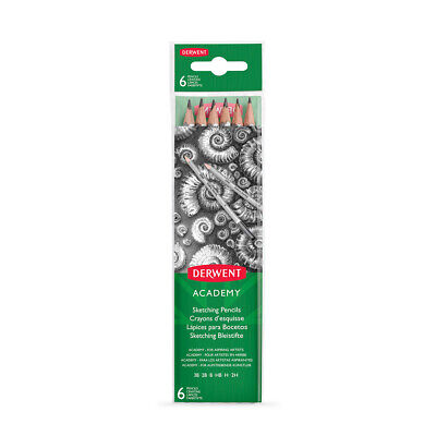 CONJ. 6 LAPIS GRAFITE ACADEMY DERWENT – 3B-2B-B-HB-H-2H