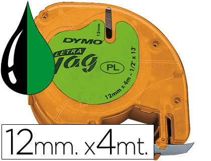 FITA DYMO 12X4 PLASTICO VERDE – 91204