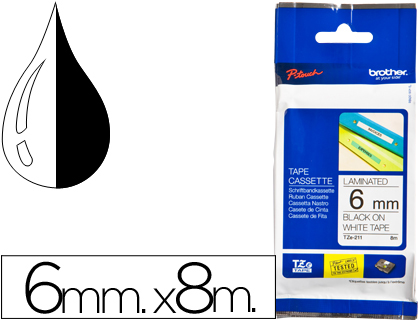 FITA BROTHER TZE-211 BRANCO/PRETO 6MMx8MT – 26809