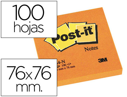 BLOCO NOTAS POST-IT LARANJA 76X76 MM * 27302