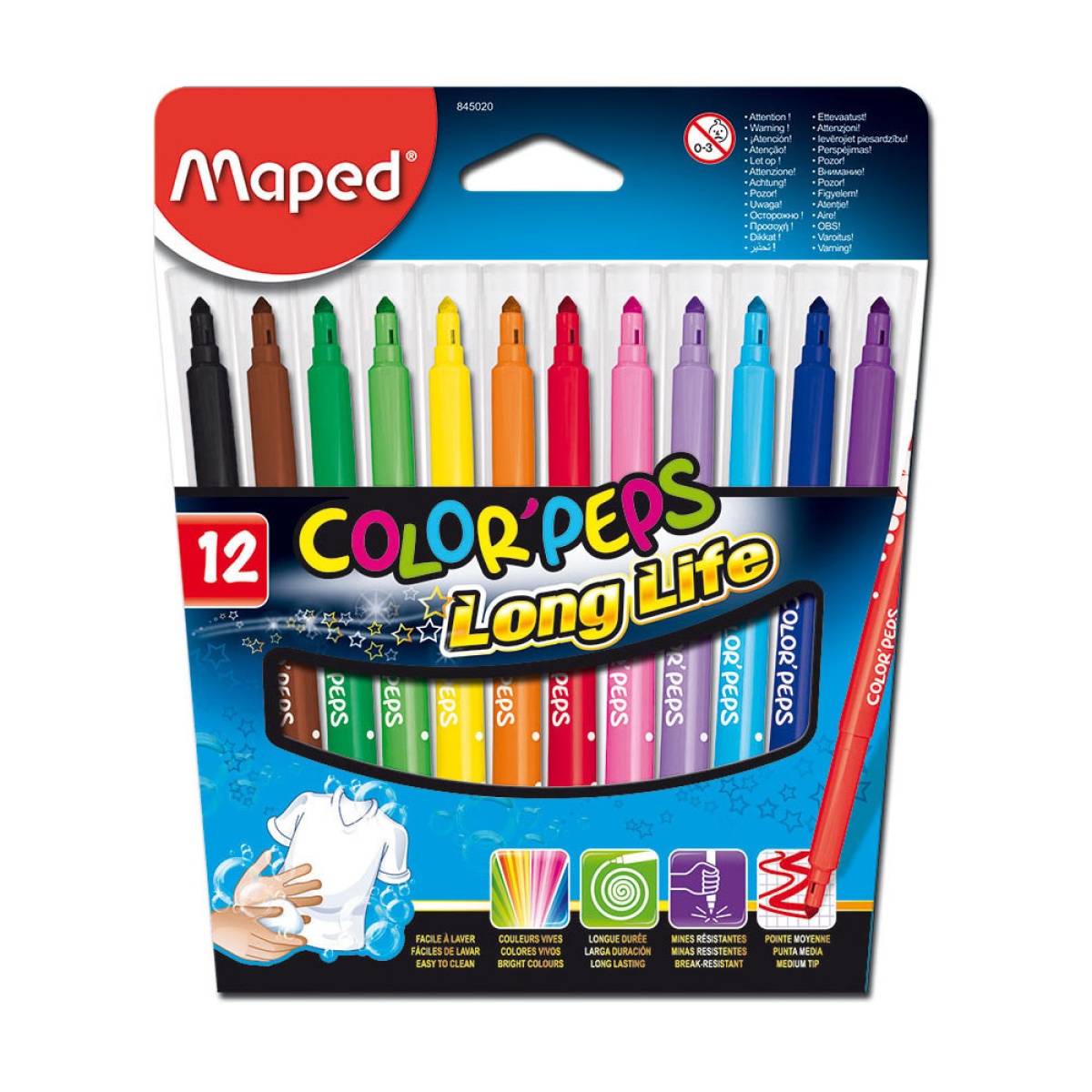 MARCADOR COLOR PEPS LONG LIFE MAPED CX C/12