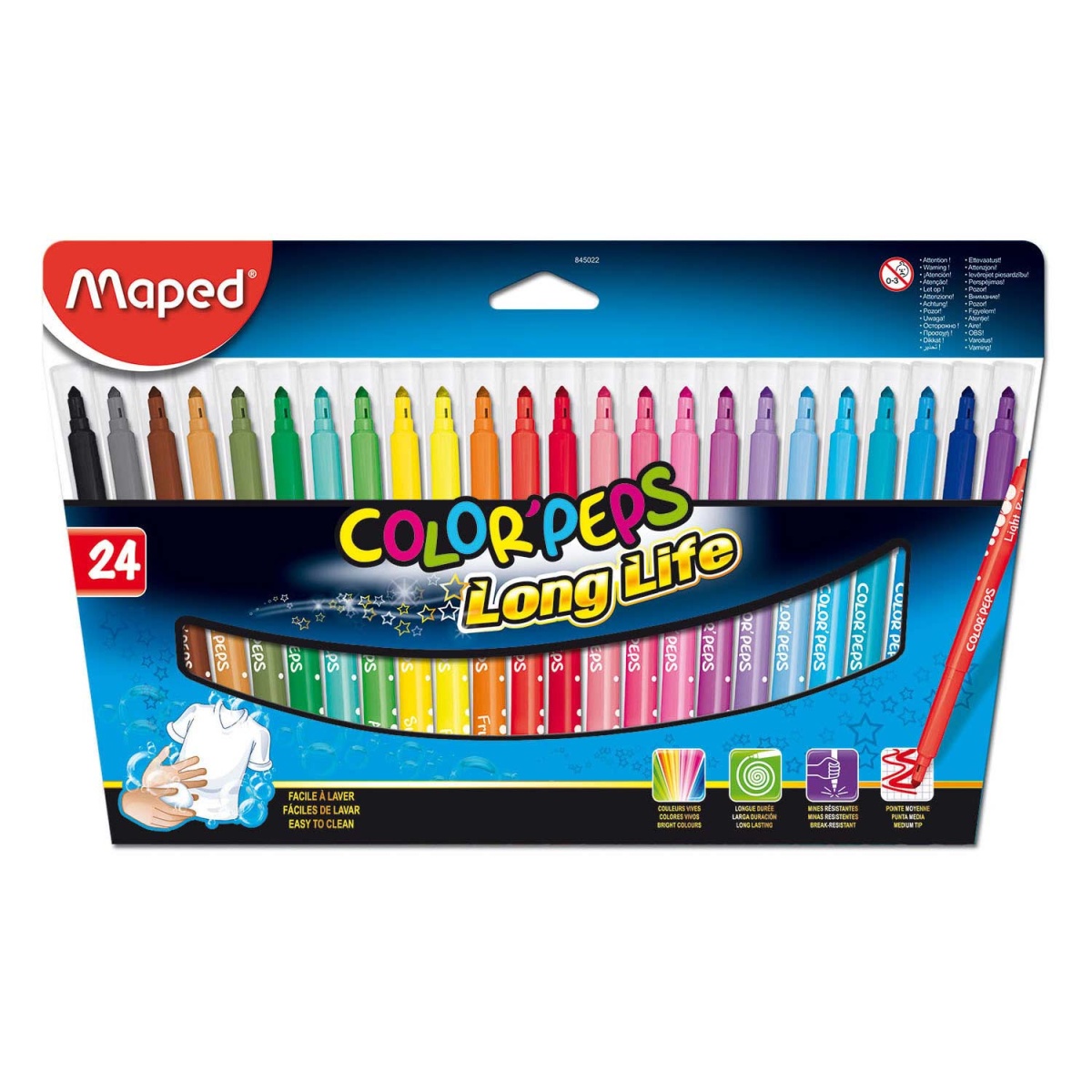 MARCADOR COLOR PEPS LONG LIFE MAPED CX C/24