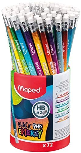 LAPIS GRAFITE MAPED HB BLACK PEPS ENERGY C/BORRACHA
