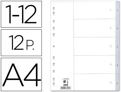 INDICE NUMERICO Q-CONNECT A4 1-12 PP * 32578