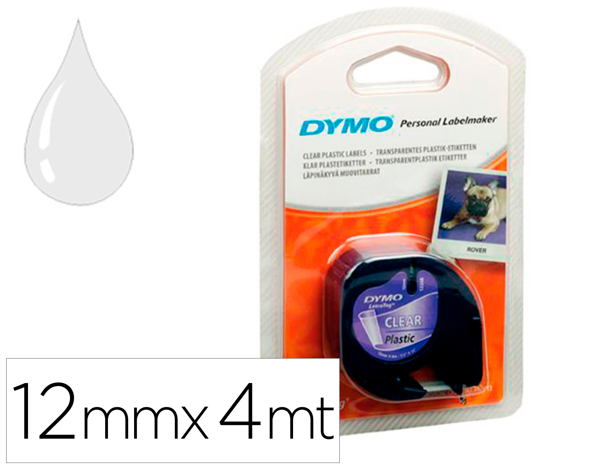 FITA DYMO 12X4 PLASTICO TRANSPARENTE