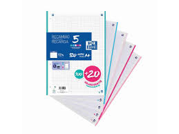 RECARGA OXFORD 5 MULT. PASTEL A4 100H+20H 90GR QUAD. 5X5