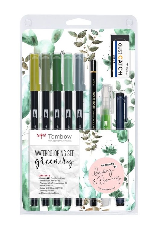 KIT TOMBOW DUAL BRUSH PEN GREEMERY C/10 PCS