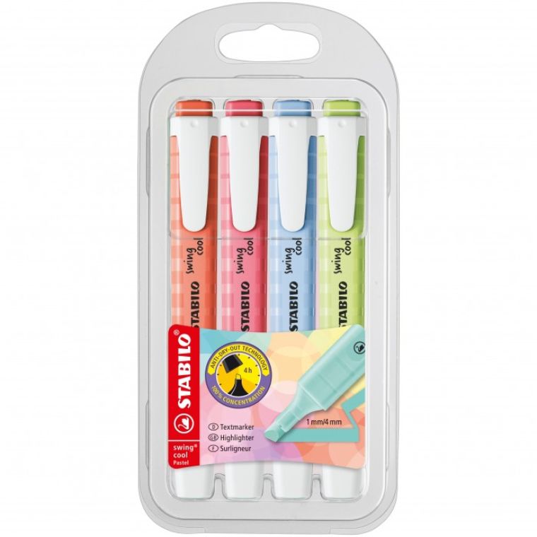 PACK 4 MARC. STABILO FLUOR. SWING COOL