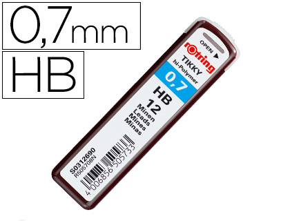 MINAS ROTRING TUBO C/12 0,7 HB