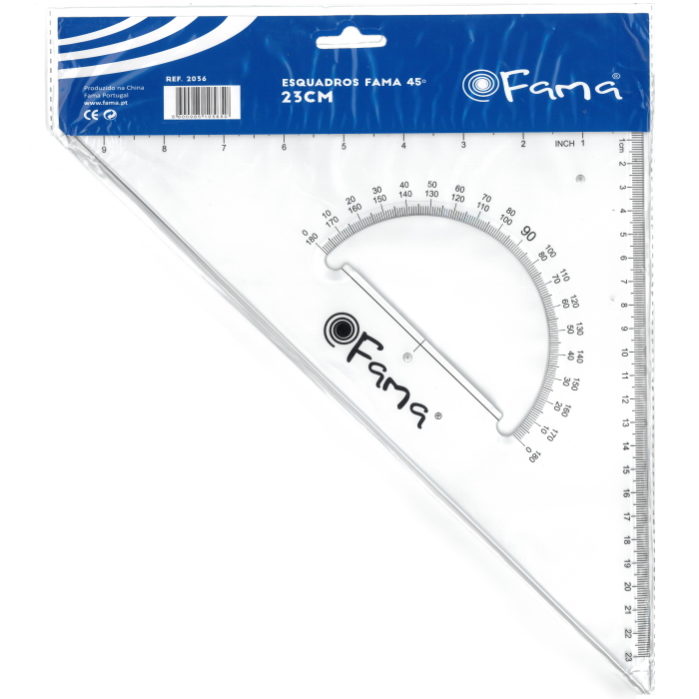 ESQUADRO PLASTICO FAMA 45º – 15CM – REF: 4008