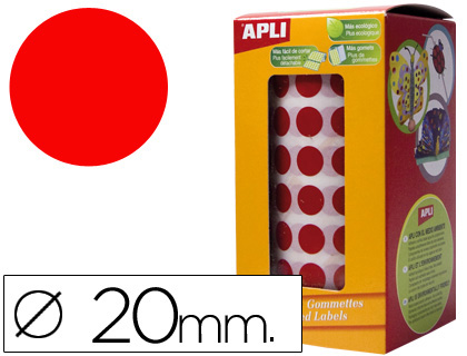 Etiquetas apli autoadesivas red. 20mm vermelho rolo *48754