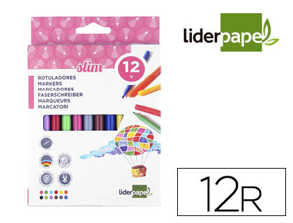 MARCADORES SLIM LIDERPAPEL CX C/12 CORES – 52209