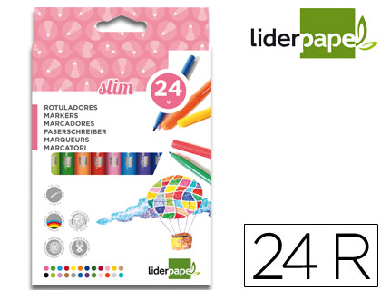 MARCADORES SLIM LIDERPAPEL CX C/24 CORES – 52210