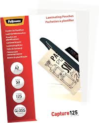BOLSA P/PLASTIFICAR FELLOWES A2 (426X600) 125MIC. PACK C/50
