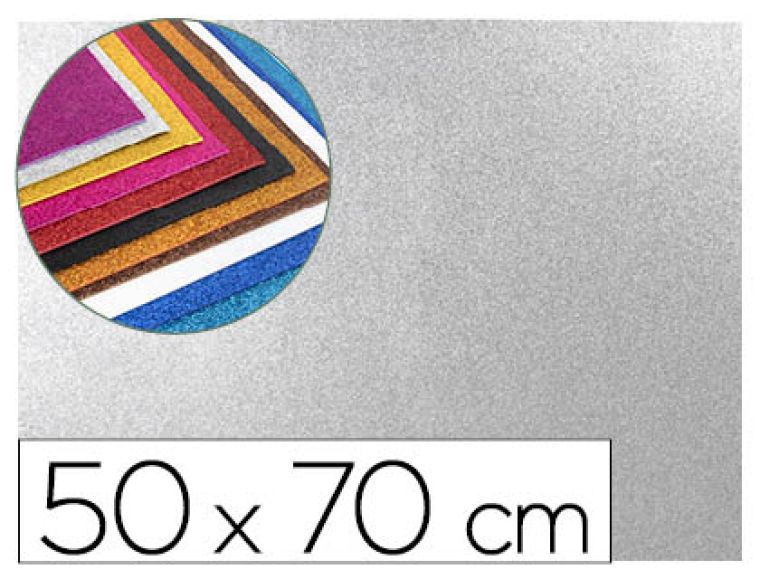 FOLHA BORRACHA 50X70CM PRATA PURPURINA – 58658