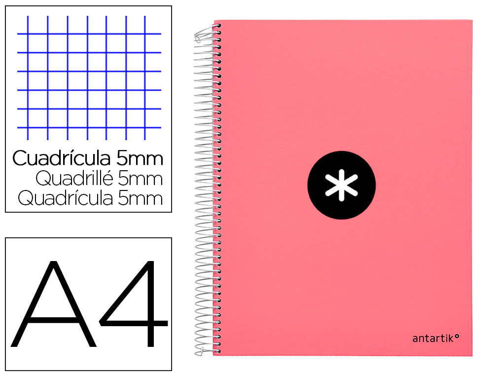CADERNO ESPIRAL LIDERP. A4 ANTARTIK  QUAD. CORAL