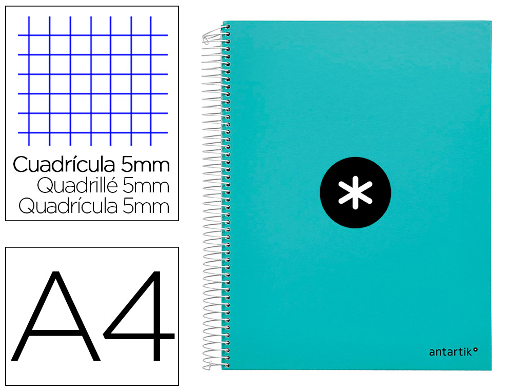 CADERNO ESPIRAL LIDERP. A4 ANTARTIK  QUAD. MENTA