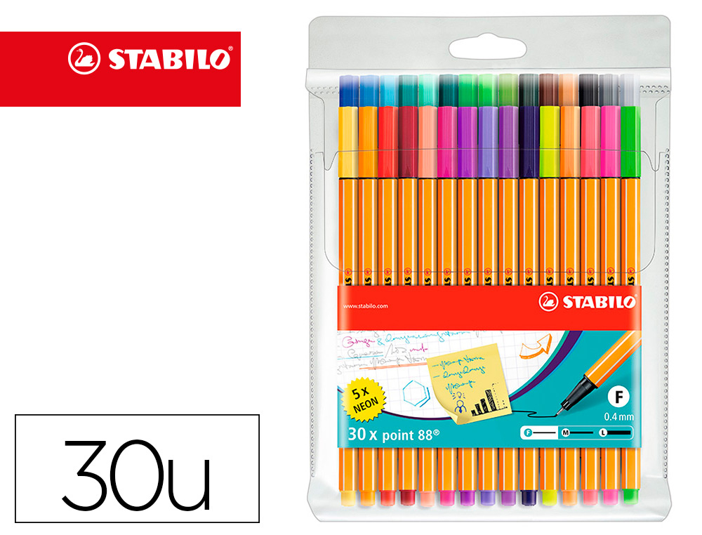 MARCADOR STABILO POINT 88 ESTOJO 30 MARCADORES – 72016
