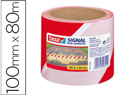 FITA SINALIZAÇÃO TESA VERMELHA/BRANCA 100MTX80MM – 72130