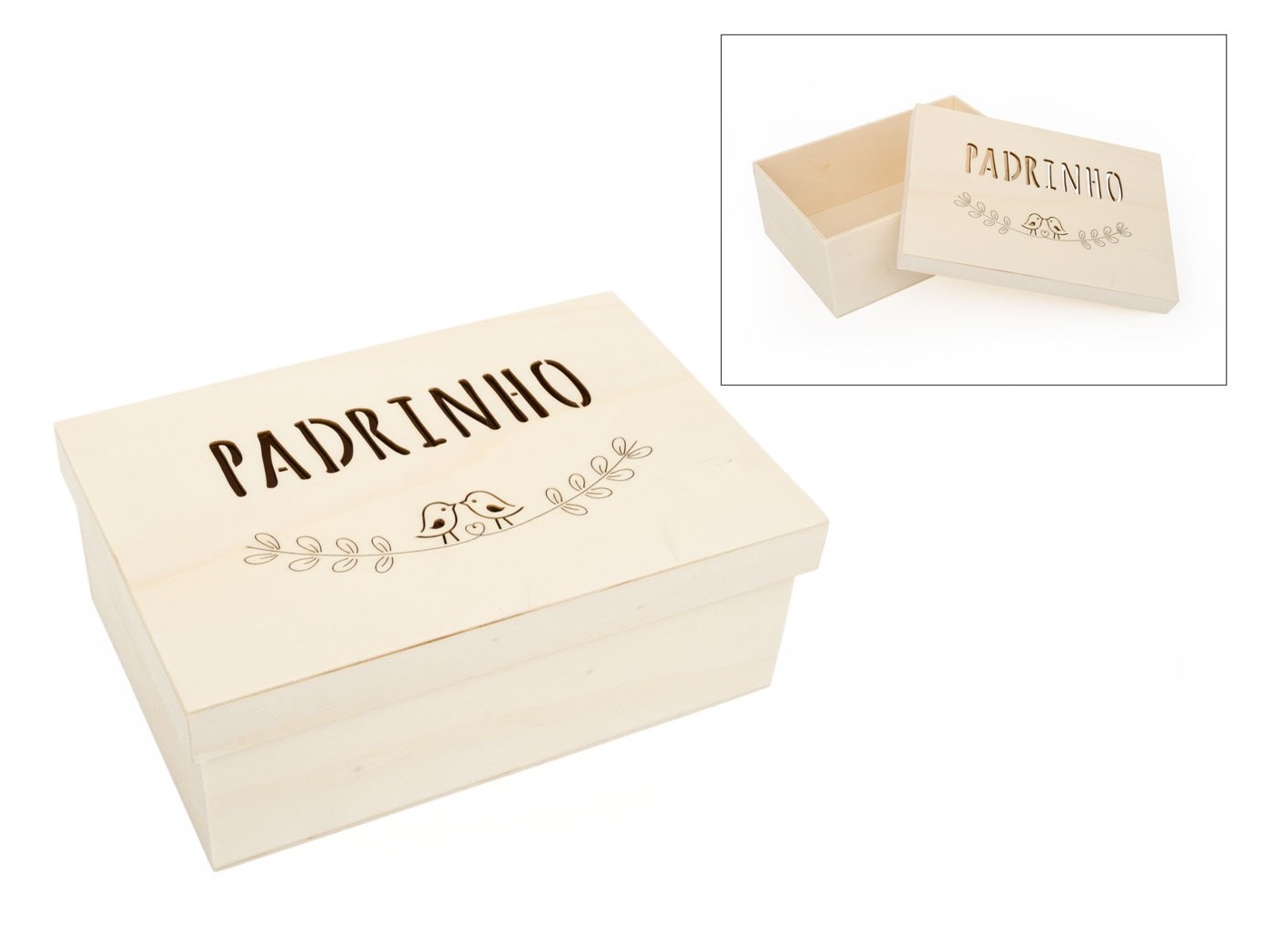 CAIXINHA DE MADEIRA – PADRINHO – 22X15X8CM – 741939