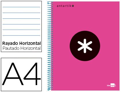CADERNO ESPIRAL LIDERP. A4 ANTARTIK 5 BANDAS PAUT. ROSA