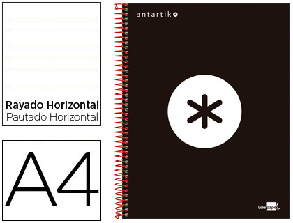 CADERNO ESPIRAL LIDERP. A4 ANTARTIK 5 BANDAS PAUT. PRETO