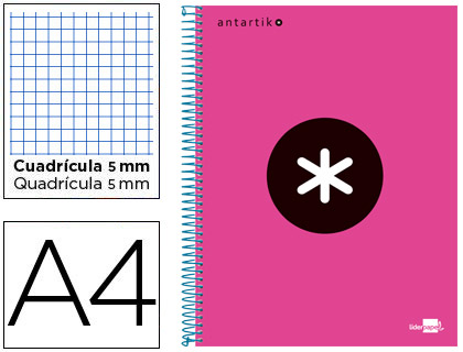 CADERNO ESPIRAL LIDERP. A4 ANTARTIK  QUAD. ROSA