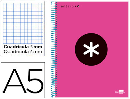 CADERNO ESP ANTARTIK FORRADO A5 QUAD. 120F 100GR ROSA F