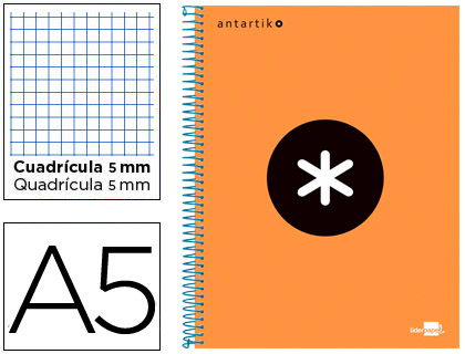 CADERNO ESP ANTARTIK FORRADO A5 QUAD. 120F 100GR LARANJA F