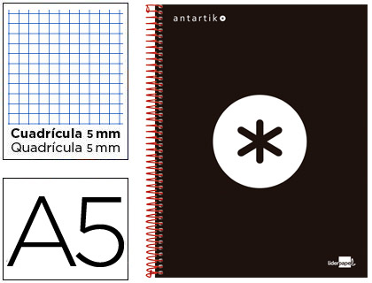 CADERNO ESP ANTARTIK FORRADO A5 QUAD. 120F 100GR PRETO