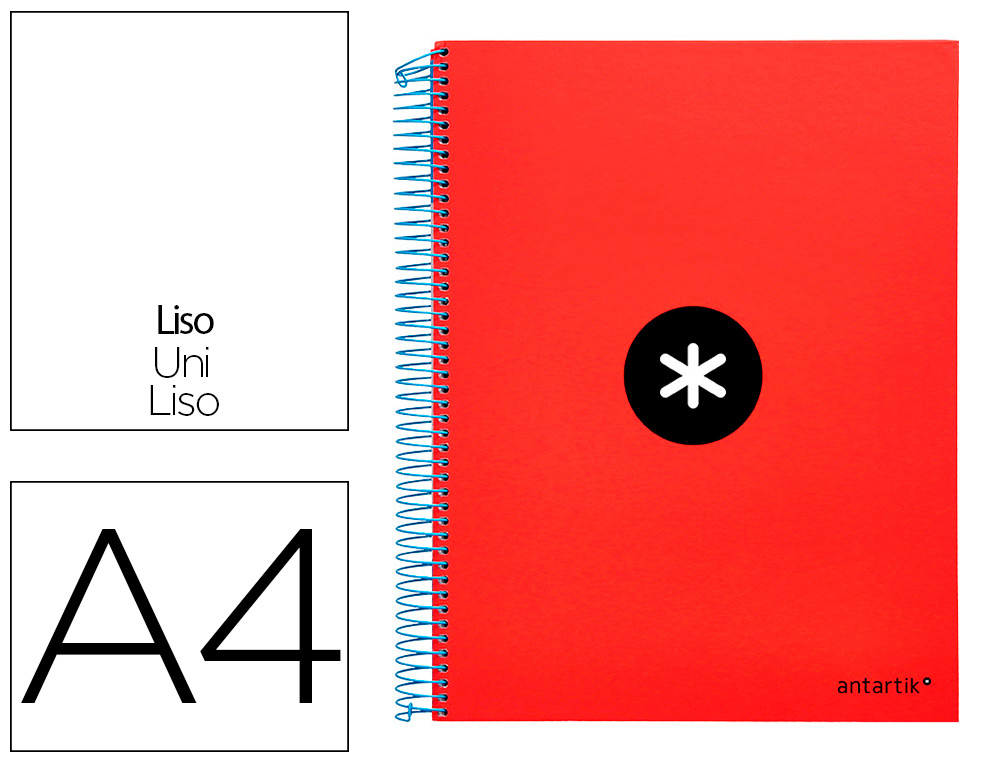 CADERNO ESPIRAL LIDERP. A4 ANTARTIK  LISO VERMELHO