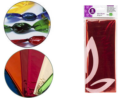 PAPEL CELOFANE  50X70CM 22G/M2 C/5 FLH LARANJA – 75022