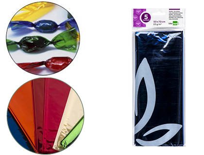 PAPEL CELOFANE  50X70CM 22G/M2 C/5 FLH AZUL – 75028