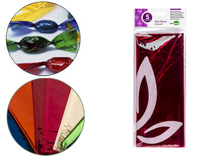 PAPEL CELOFANE  50X70CM 22G/M2 C/5 FLH ROSA – 75029