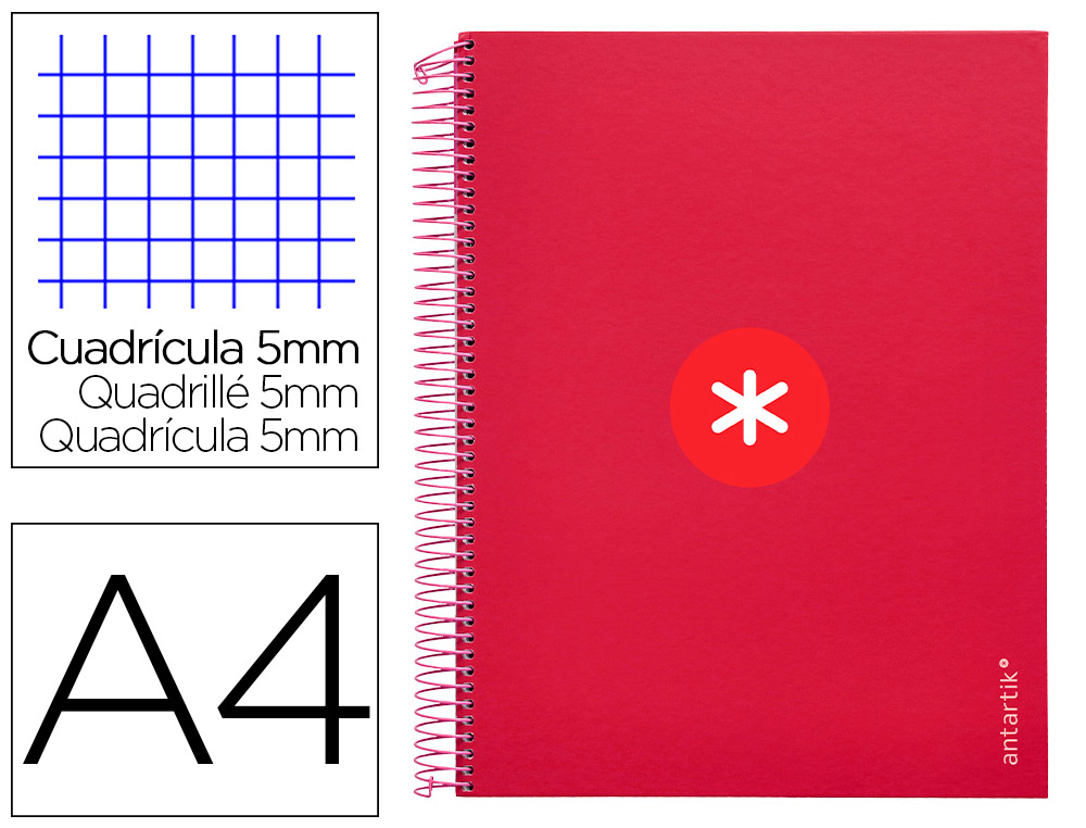 CADERNO ESPIRAL LIDERP. A4 ANTARTIK  QUAD. FRANBOESA