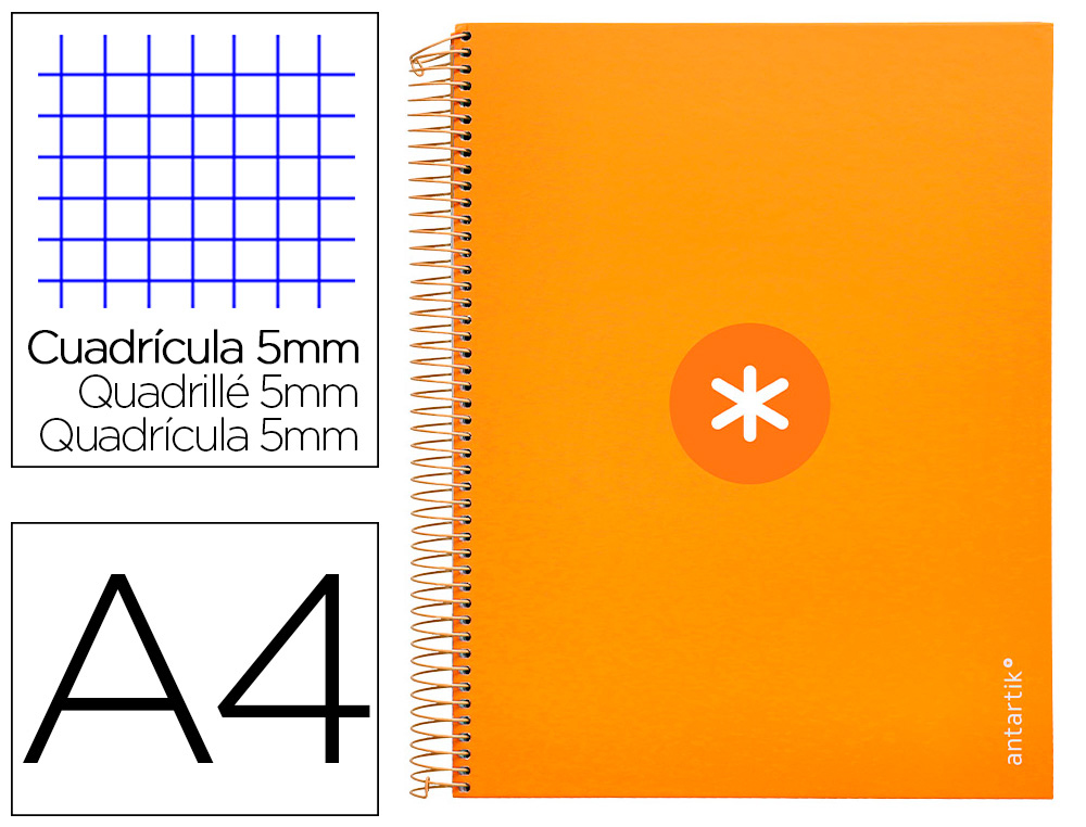 CADERNO ESPIRAL LIDERP. A4 ANTARTIK  QUAD. MOSTARDA