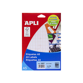 Etiquetas APLI A5 Branco 8,0 x 12,0 mm CX .5 Folhas 01857