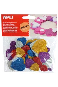 APLI SACO 50 CORAÇOES GOMA EVA C/PURPURINA AUTOC.- 13484