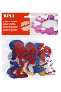 APLI SACO 50 NUMEROS GOMA EVA C/PURPURINA E AUTOCOLANTE