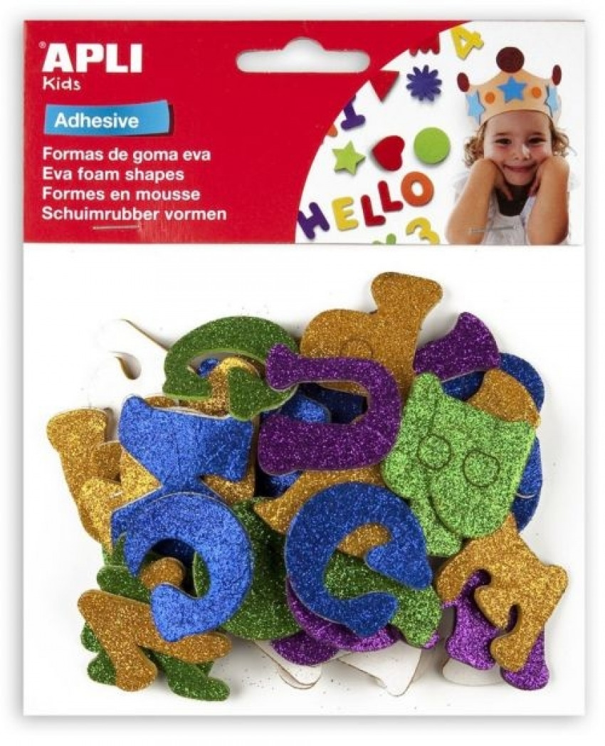 APLI SACO 50 LETRAS GOMA EVA C/PURPURINA E AUTOCOLANTE