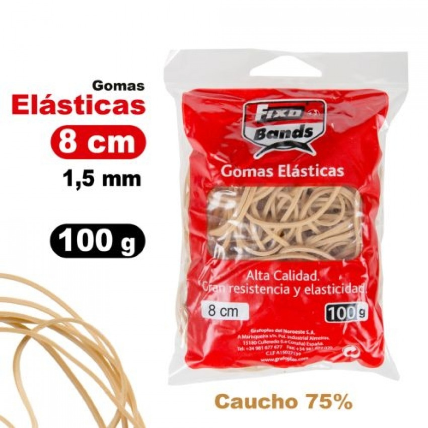 SACO 100GR. ELASTICOS FIXO Nº8 1.5MMX8CM