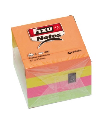 BLOCO NOTAS MULTICOLOR NEON 51X51MM C/400 FLS